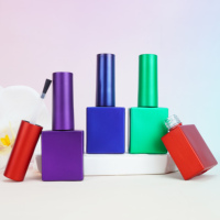 Luxe 12ml Couleurs Personnalisées Unique Opaque Rouge Vert Belle carré Plat Vide Ongles Uv Gel Polonais Bouteilles Premium Brush