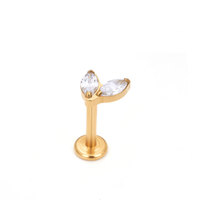 Boucles d'oreilles en titane G23 ASTM F136 en forme de fleur serties de zircons pour soirée - Bijoux de piercing sexy pour hélix d'oreille, nez et lèvre (labret)