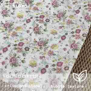 Chất Lượng Cao 78gsm Dệt Trọng Lượng Nhẹ Muối Shrank Nhăn 100% Bông Rắn Thoáng Khí Vải Cho Váy Túi Cô Gái Chàng Trai Tùy Chỉnh - Product Image 3