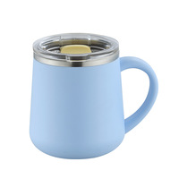 Tasse à café isolée en acier inoxydable à double paroi tendance de 450ml avec logo personnalisé pour le bureau Nouvelle tasse isotherme 304 avec poignée et couvercle