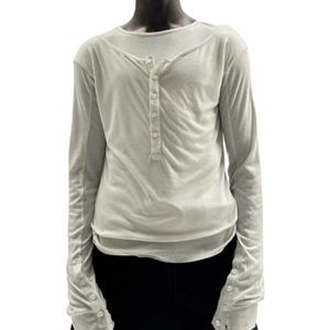 T-shirt à manches longues pour homme, décontracté, à col double couche, coupe ajustée, très élastique, confortable et doux, style basique, vente en gros - Product Image 2