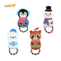 Jouet en peluche couineur pour chien Famipet, design animalier, anneau en corde, doux et froissé, thème Noël, vente en gros du fabricant