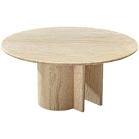Table basse en travertin beige moderne italien de luxe élégant en pierre naturelle Mobilier de réception d'hôtel minimaliste