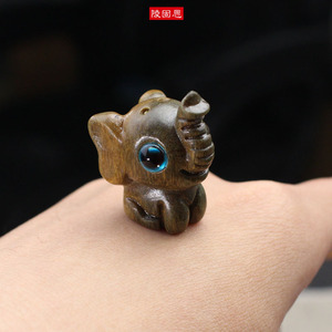 Creative Elephant Pendant Sandalwood Carving <b>Keychain</b> Animal Theme DIY Mobile Phone Bag Gift Promotional Use - Product Image 2