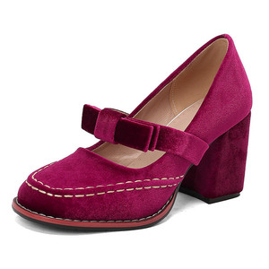 Escarpins à talon carré avec bride à nœud, bordure contrastante cousue main, bout rond, talon épais, style vintage, pour femme, chaussures de cérémonie, livraison directe - Product Image 4
