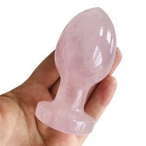 Grosir Natural 8-9cm Rose Quartz Anal Plug pink kristal Butt Plug penyembuhan - Product Image 1