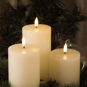 Matti's home décoration 3D real flame ensemble de 3 piliers lisses d3 ''ivoire minuterie <span class=keywords><strong>télécommande</strong></span> <span class=keywords><strong>LED</strong></span> bougie - Product Image 3