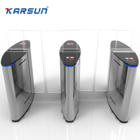 Barrière de sécurité escamotable en verre demi-hauteur pour accès rapide, avec lecteur de codes QR et cartes RFID, idéale pour les théâtres intérieurs