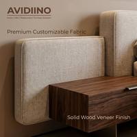 Lit intégré sur mesure de luxe Avidiino, style minimaliste italien, tête de lit de 3,6 m de large, table de chevet en noyer pour projet de suite principale de villa