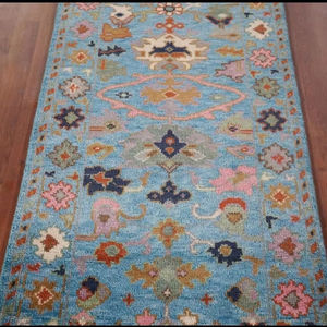 Tapis bleu indien Oushak authentique noué à la main Personnalisez la taille disponible au prix de gros - Product Image 5