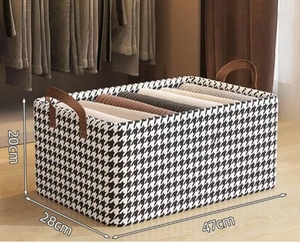 Collapsible Rectangular Modern Eco-Friendly Closet <b>Storage</b> <b>Box</b> Flexible Jeans Washable Fabric <b>Drawers</b> PP Handle 10-20L Bins - Product Image 3