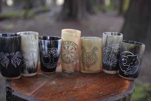 Haute qualité personnalisé fabriqué à la main sculpté en verre de corne naturelle classique pour la maison Restaurant inspiré Inde en gros pour le vin - Product Image 2