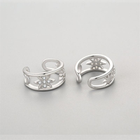 Anting-anting klip tanpa tusuk model bunga matahari dari perak sterling 925 asli untuk wanita