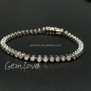 Bracelet tennis en diamant de laboratoire, or blanc 18 carats, bracelet en diamant CVD de 2 mm/3 mm pour hommes et femmes, bijoux en diamant de laboratoire de forme fantaisie - Product Image 3