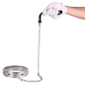 Venta al por mayor gótico diamante remache diseño engranaje <span class=keywords><strong>collar</strong></span> de acero inoxidable con correa de cuero, parejas BDSM erótico juego de rol <span class=keywords><strong>collar</strong></span> de perro - Product Image 4