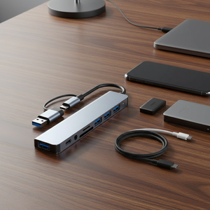 Hub USB-C multifonction 8-en-1 2025 avec lecteur de carte SD/TF 3.0 et <span class=keywords><strong>adaptateur</strong></span> audio 3.5 mm pour ordinateur portable/smartphone, modèle S71S - Product Image 3