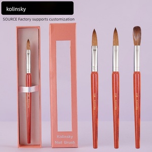 Acrylic Powder 100% Kolinsky Hair Nail Art Beauty Tool Wooden Handle Kolinsky Nail <b>Brush</b> Nail Supplier - Product Image 4