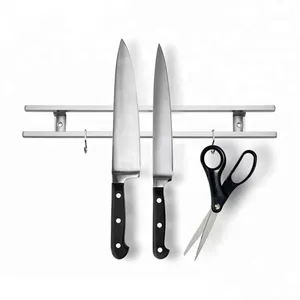 Suporte de faca magnético de aço inoxidável, 18 polegadas, tubos quadrados, suporte de faca com gancho