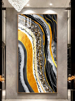 Peinture murale moderne de luxe léger, impression jet d'encre sur panneau de densité métallique, incrustation de diamants, grande peinture murale abstraite pour hall d'entrée