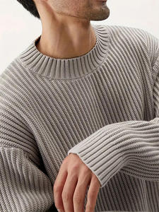 Suéter de Punto Personalizado para Hombre, Transpirable, de Algodón y Lana, Color Sólido, Cuello Redondo, Manga Larga, Verano - Product Image 4