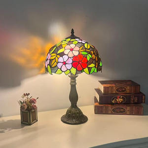 Lampada in Vetro Colorato HFBH con Schermo Vintage Giallo da 12 Pollici, Illuminazione Decorativa per Camera da Letto, Base in Resina E27 - Product Image 2