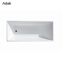 Baignoire autoportante rectangulaire en acrylique Adak WB-8008 avec drain, design écologique portable pour intérieur, garantie 5 ans, nettoyage facile