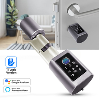 Cerradura Inteligente de Cilindro Ttlock con Desbloqueo por Huella Dactilar, Código de Tarjeta, Aplicación, Longitud Ajustable, Resistente al Agua IP65