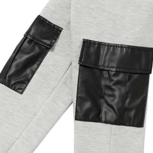 ชุดเสื้อผ้าเด็กผู้ชาย2ชิ้นมีฮู้ดแบบซิปพร้อมกระเป๋าผ้าขนแปรงสไตล์ใหม่ - Product Image 4