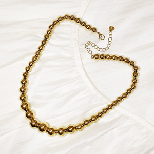 Collares de Moda con Cuentas Gruesas y Audaces 2025, Collares de Cadena de Cuentas Chapadas en Oro de Acero Inoxidable al por Mayor, Collar Hip Hop para Mujer - Product Image 6