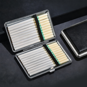 Boîte à cigarettes en cuir et métal, best-seller, capacité 20 cigarettes, étui double face, conteneur de rangement pour tabac - Product Image 6