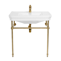 Lavabo autoportant moderne en métal doré brossé de 81 cm/31 pouces avec pieds en acier inoxydable 304