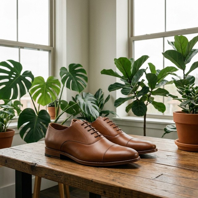 Recycled Vegan Leather Eco Friendly Formal Lace Shoes Natural Earth Bio Based Sustainable Rubber Outsole EVA Midsole Men Dress