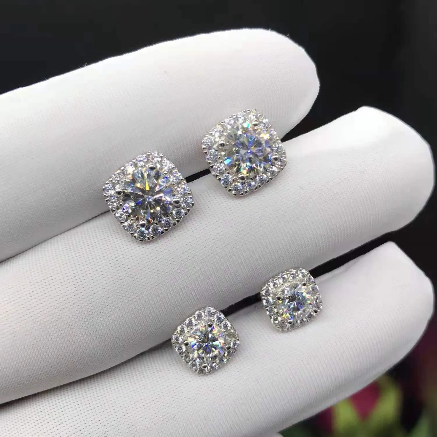 Pendientes de plata de ley 925 con diamantes de moissanita para mujer, joyería de moda
