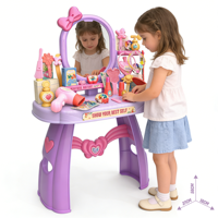 Ensemble de jeu de coiffeuse de princesse EPT - 57 pièces, kit de maquillage et de coiffure d'imitation, outils de beauté de simulation, jouet de princesse pour fille
