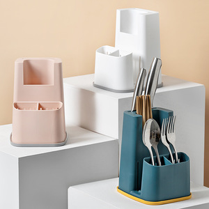 Yimei Plastic Kitchen Utensil <b>Storage</b> Rack With Divided Draining Knife Holder Nordic Style Chopstick Holder BPA Free - Product Image 1