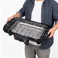 Barbecue électrique d'intérieur en acier inoxydable avec grille de cuisson, contrôle de température réglable, barbecue électrique portable de table