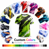 T-shirt personnalisé imprimé sur toute la surface, impression par sublimation 3D, 100% polyester, séchage rapide, respirant, vêtements de sport, uniformes d'équipe, en gros
