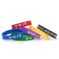 Partygeschenke OEM Individueller Druck Religiöse Glaubenssachen Silikon-Armband WWJD Armband Anti-toxisch Geruchsfrei