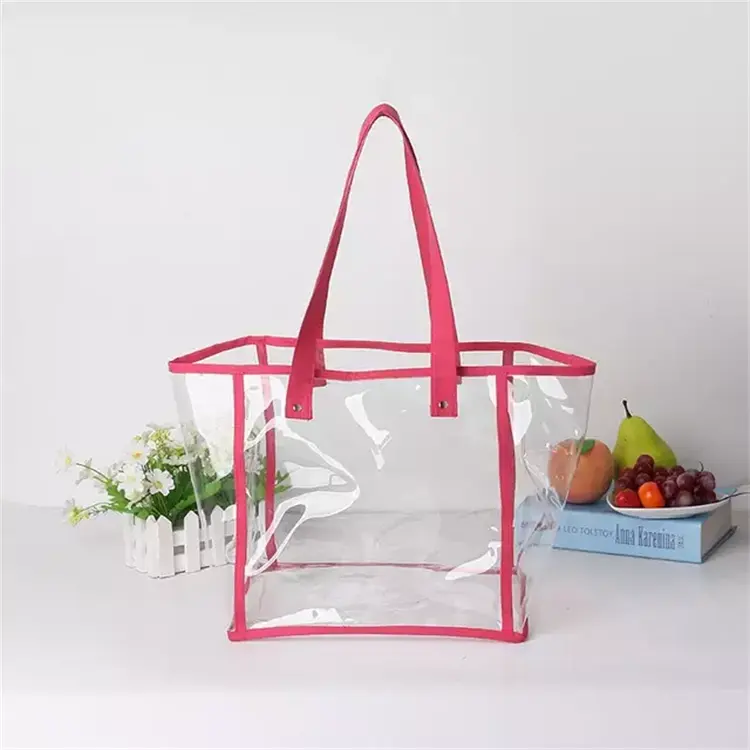 Hot bán công suất lớn túi xách tùy chỉnh phụ nữ nhựa Tote trong suốt Túi PVC