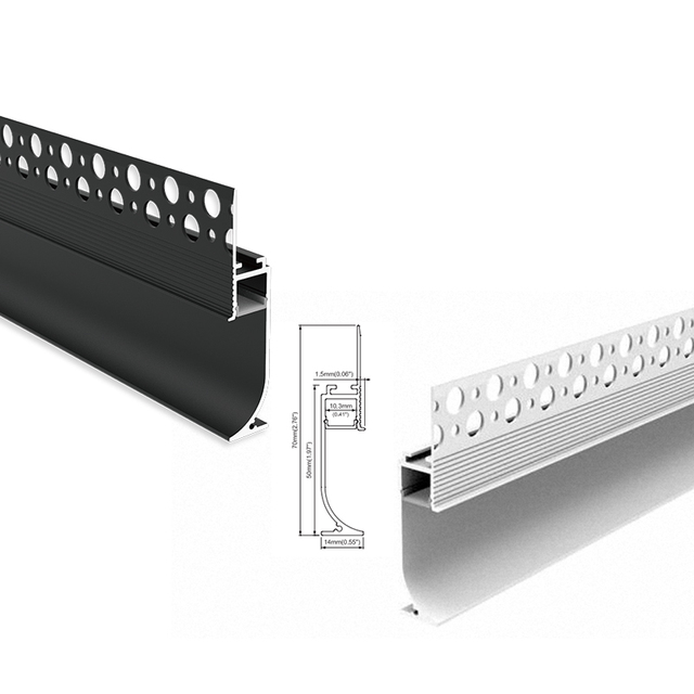 12.5mm Architectural Plaster White Black Silver Skirting Line Drywall Led Aluminum Profile for Baseboard Led Lighting Channel