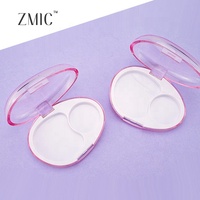 Boîtier compact vide pour fard à joues, double compartiment, ovale, rose transparent, pour marque privée, emballage cosmétique pour poudre illuminatrice