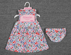 Vestiti per Bambine 6-12 Mesi, Outfit Estivo 100% Cotone, Abito Floreale Stampato e Mutandine con Fascia per Capelli, Set di Abbigliamento per Neonata - Product Image 2