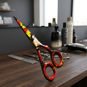 Professional <b>Left</b>-<b>Handed</b> 35 Tooth Thinning Shear Japanese Stainless Steel Salon Hairdresser <b>Scissors</b> Long Handle Plastic Handle - Product Image 2