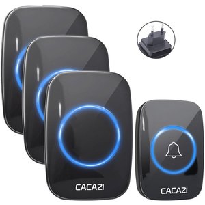 CACAZI A10-3 Sonnette sans fil étanche 300M Sonnette <span class=keywords><strong>de</strong></span> <span class=keywords><strong>porte</strong></span> à distance 110V <span class=keywords><strong>220V</strong></span> Batterie 1 émetteur 3 récepteurs - Product Image 1