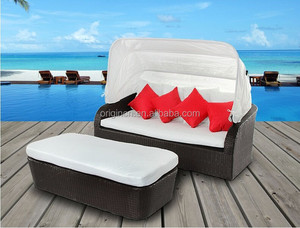 Lit de soleil en rotin tressé large et moderne, design attrayant, pour l'extérieur, les hôtels, les jardins et les bords de piscine - Product Image 4