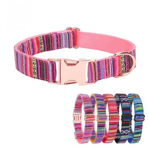 Rose Gold Tri-Glide Metal Hardware <strong>Dog</strong> Collar Quick Release D Ring Side Buckle Printed Pattern Leather Polyester Alloy Material - Product Image 2