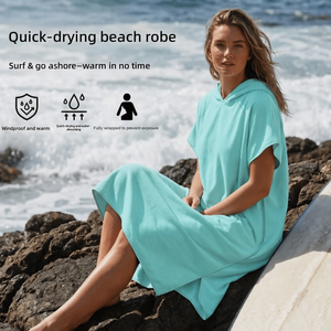 <span class=keywords><strong>Poncho</strong></span> de surf et de <span class=keywords><strong>plongée</strong></span> à séchage rapide pour hommes et femmes, à capuche, pour l'été, doux et confortable - Product Image 1