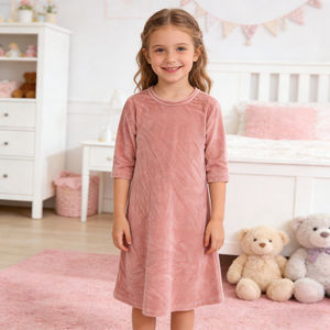 Vestidos Largos de una Pieza Hechos a Medida OEM para Niñas, Vestidos de Terciopelo de Media Manga para Primavera, Verano y Otoño, Vestidos de Noche para Niñas Pequeñas - Product Image 6