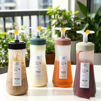Botella de salsa PET invertida de 350 ml con tapa abatible tipo mariposa, dispensador de salsa de tomate, mostaza y aderezo para ensalada, dispensador de condimentos de plástico.