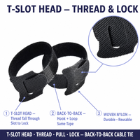 Attaches-câbles en polyester noir les plus vendus, réglables et réutilisables pour la maison ou le bureau, attaches auto-agrippantes pour le chargement sur bureau